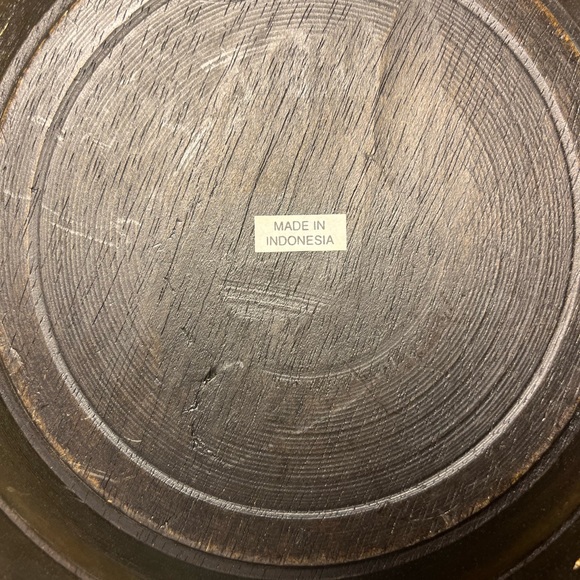 5310-OTT Tribal Hand Woven Rattan Bowl Dark Wooden Base Mother of Pearl Design - Picture 9 of 12